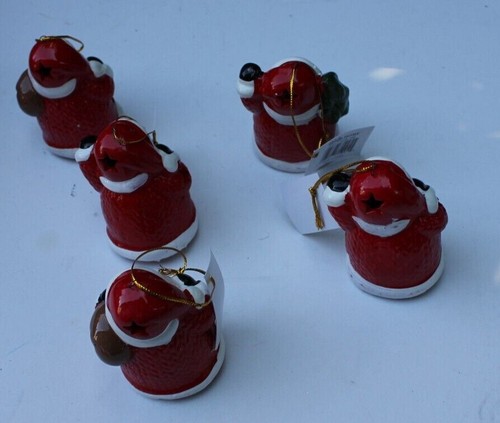 Set of 5 Ceramic Christmas Ornaments 3" with lights batteries included - Picture 3 of 14