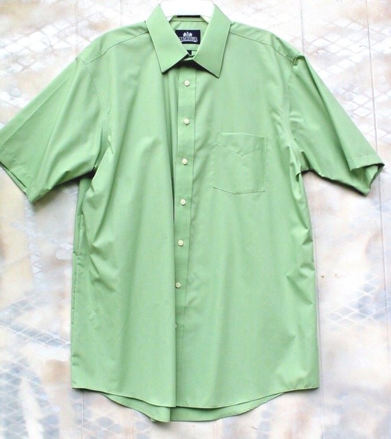 Mens Casual Button Down Short Sleeve Shirt, Big & Tall Mint Green Size