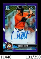 1-2018 BOWMAN CHROME DRAFT PURPLE REFRACTOR AUTO CONNOR SCOTT PIRATES 131/250