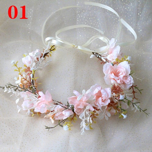 Flowers Headband Head Garland Hair Band Crown Wreath Festival Boho Beach Wedding - Picture 22 of 49