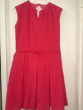 Ladies Girls Belted Pleated Plus Size Sleeveless Skater