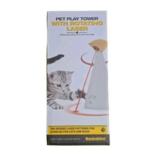 Pet Laser Toy 360° Rotating Cat Tower 3-Speed Interactive Exercise NIB
