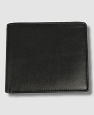 Royce New York Men's Black Leather RFID-Blocking ID Flap Bifold Wallet