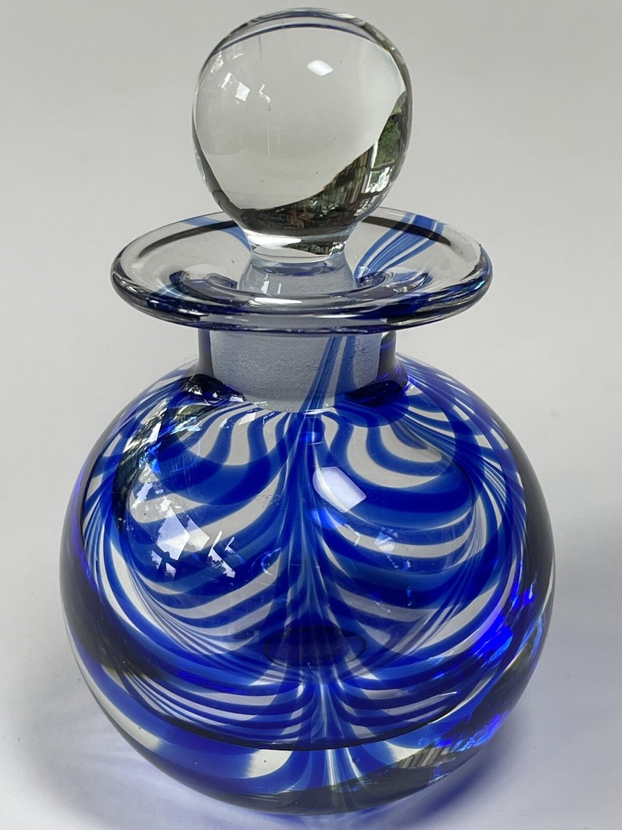 MMA Blown Glass Perfume Bottle Museum of Modern Art Blue Swirl