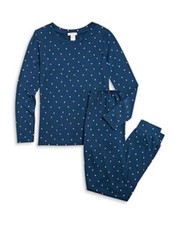 Eberjey Unisex Printed Pajama Set Night time Gisele Size 8 NEW