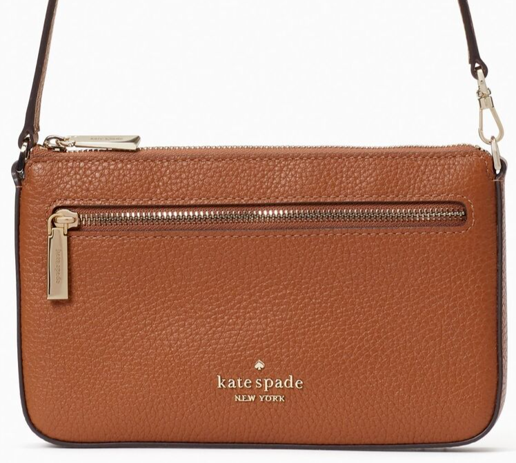 Kate Spade Leila Convertible Wristlet Brown Pebbled Leather K6088