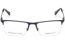 GANT GA3243 091 Blue Metal Half-Rimless Optical Eyeglasses Frame 53-18-140 RX