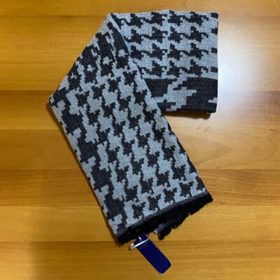 Antonio Basile Schal Klassisch Casual Elegant Regency Houndstooth Grau Schwarz
