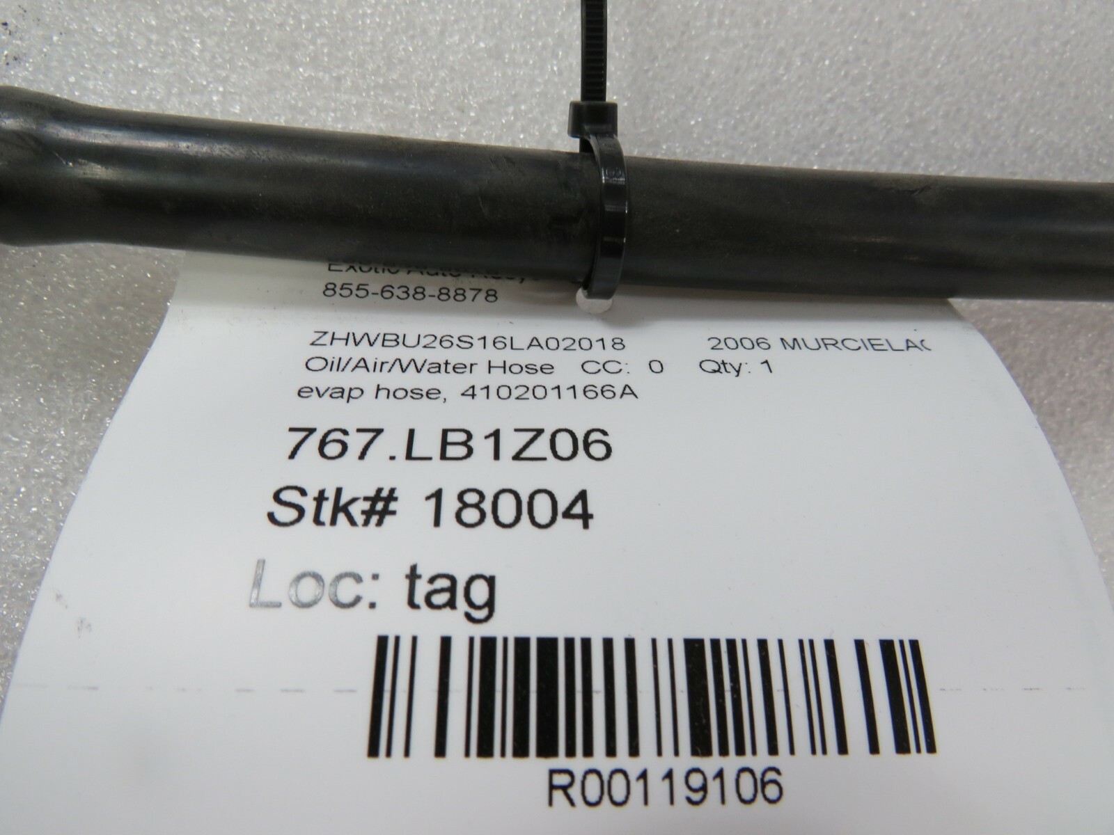 Lamborghini Murcielago, Evaporator Hose, Used, P/N 410201166A