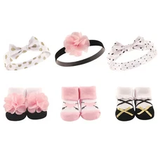 Hudson Baby Infant Girl Headband and Socks Giftset 6pc, Heart, One Size
