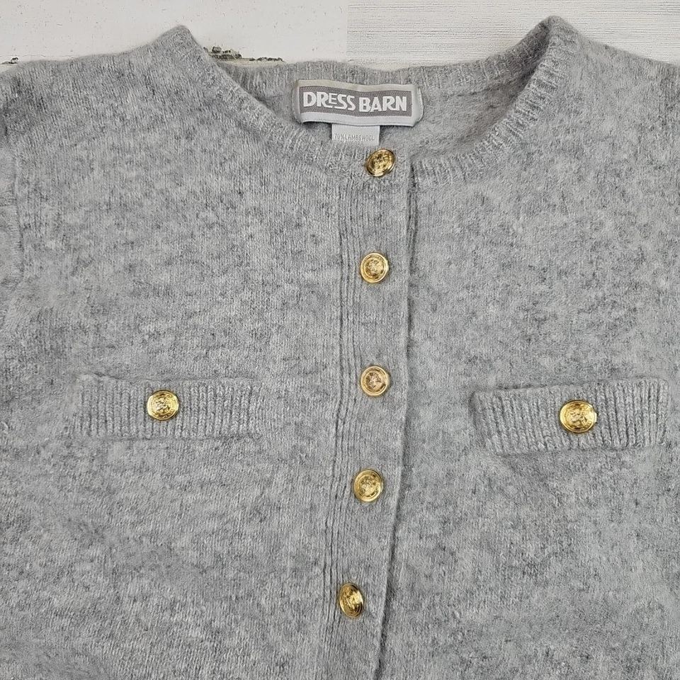 Vestido Granero Lana de Cordero Angora Suéter Cárdigan Niñas Mediano Gris Abotonado Foto 2 de 4