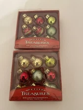 KURT S ADLER PETITE TREASURES MINI MULTI COLOR GLASS BALL ORNAMENTS TOTAL 18/2PK