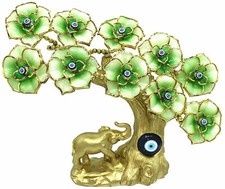 Blue Evil Eye Money Lucky Tree With Gold Elephant Protection Gift Home Decor 