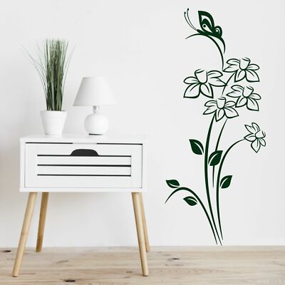 Wandtattoo RANKE SCHMETTERLINGE Deko Floral Blume Wandaufkleber CrazyShirt