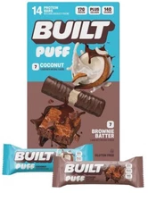 (14 PACK) Built Puff Protein Bars, Brownie Batter & Coconut Flavors, 1.41 oz