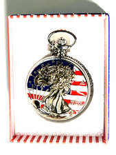 Pocket Watch Patriotic American Gold Walking Liberty