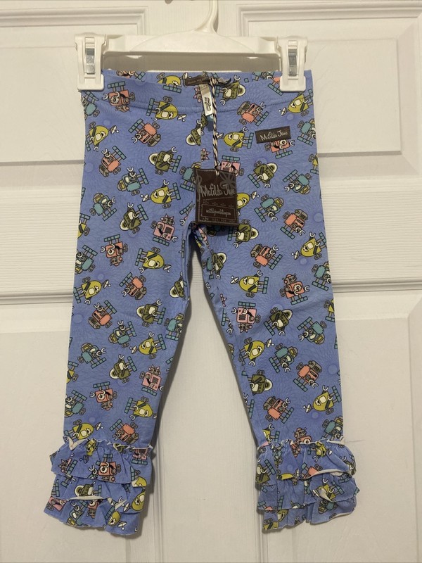Matilda Jane girls robot leggings pants size 2 NWT rare Blue