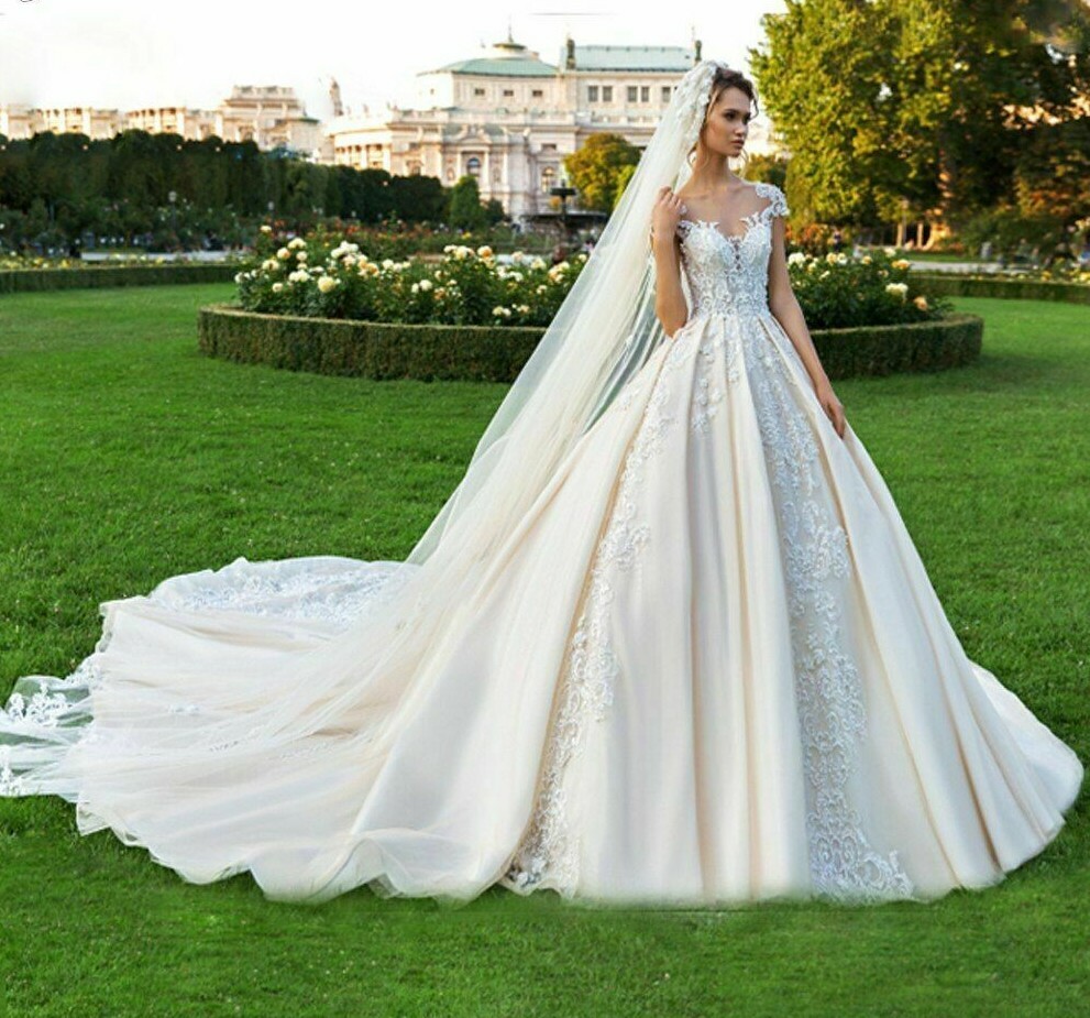 Short Sleeve Wedding Dress Satin And 