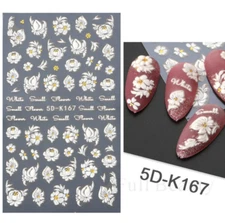 5D Engraved Flower Lace Nail Art Sliders Decoration Wedding Decals K167 NH7