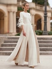 Customized Simple Mother of the Bride Dresses Jumpsuit Long Wedding Guest Gowns