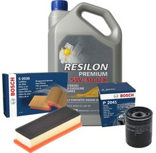 Service Kit for FIAT 500 Petrol Bosch Parts Air Oil Filters + 5w30 Engine Oil 5L