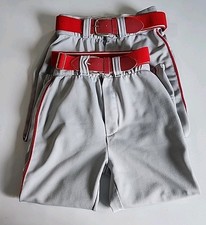 Wilson Youth Classic Fit Piped Baseball Pants-Med Grey  Red W/Red Belt-Lot Of 2