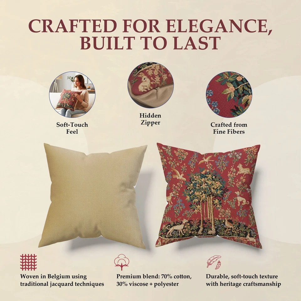 Unicorn Woven Belgian Tapestry European Cushion Cover Home Decor Pillow 18x18 in - Image 3 of 4