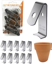 12 Pack Stainless Steel Plant Hangers Flower Pot Clips - Outdoor Wall Hook Metal
