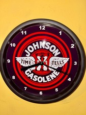 Johnson Gasoline Oil Service Station Garage Mechanic Advertising Clock Sign