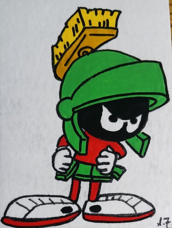 Marvin Martian ATC ACEO ORIGINAL HAND PAINTED ACRYLIC OOAK Suzanne Foster