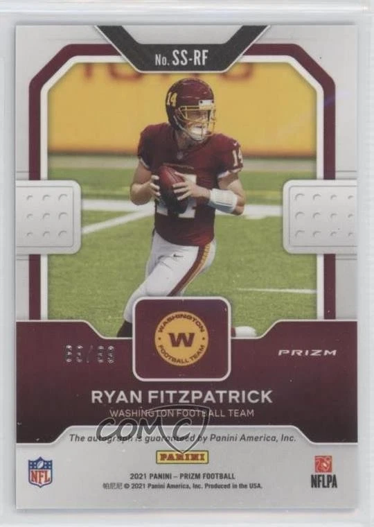 2021 Panini Prizm Sensational Signatures Blue Ice /99 Ryan Fitzpatrick Auto - Image 2 of 2
