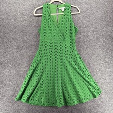 WHBM Dress Womens S Green Eyelet Flowy Boho Cottagecore Cocktail Garden Party