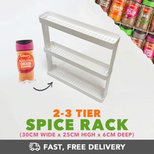 3 Tier Spice Rack Jar Holder Kitchen Storage Cupboard - Black / White - UK!