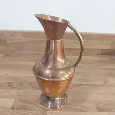 Vintage Kupfer & Messing Krug Vase Sockel rustikal Landhaus Deko 20 cm hoch