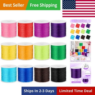 12 Rolls Elastic Crystal Tec String for Bracelets, 0.8 MM Stretch Bead String...