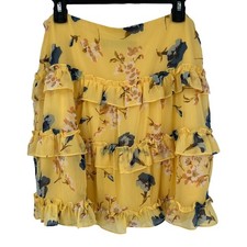 Lauren Ralph Lauren skirt floral ruffle trim georgette a line miniskirt size 8