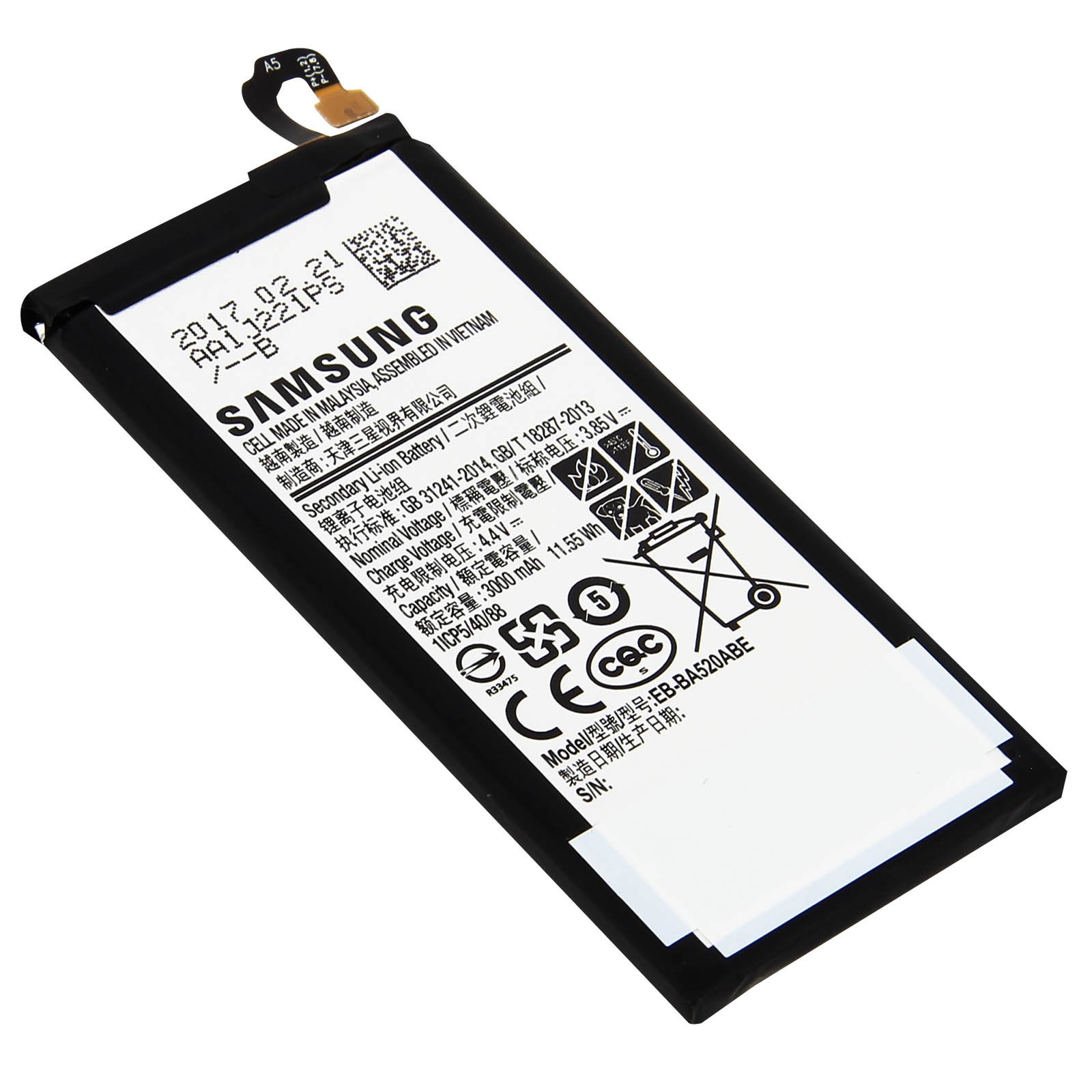 Batterie Galaxy A5 2017 EB-BA520ABE interne lithium 3000mAh de rechange - 4