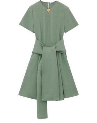 Loewe Pebble Dress in Viscose and Linen - Green