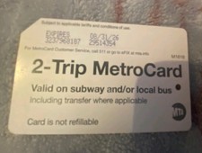 MTA metrocard nyc - 2 trip Metrocard- expired 08/2026