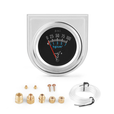 #ad 2quot; 52mm Mechanical Oil Pressure Gauge 0 100 PSI Black Face Chrome Kit Universal $43.00