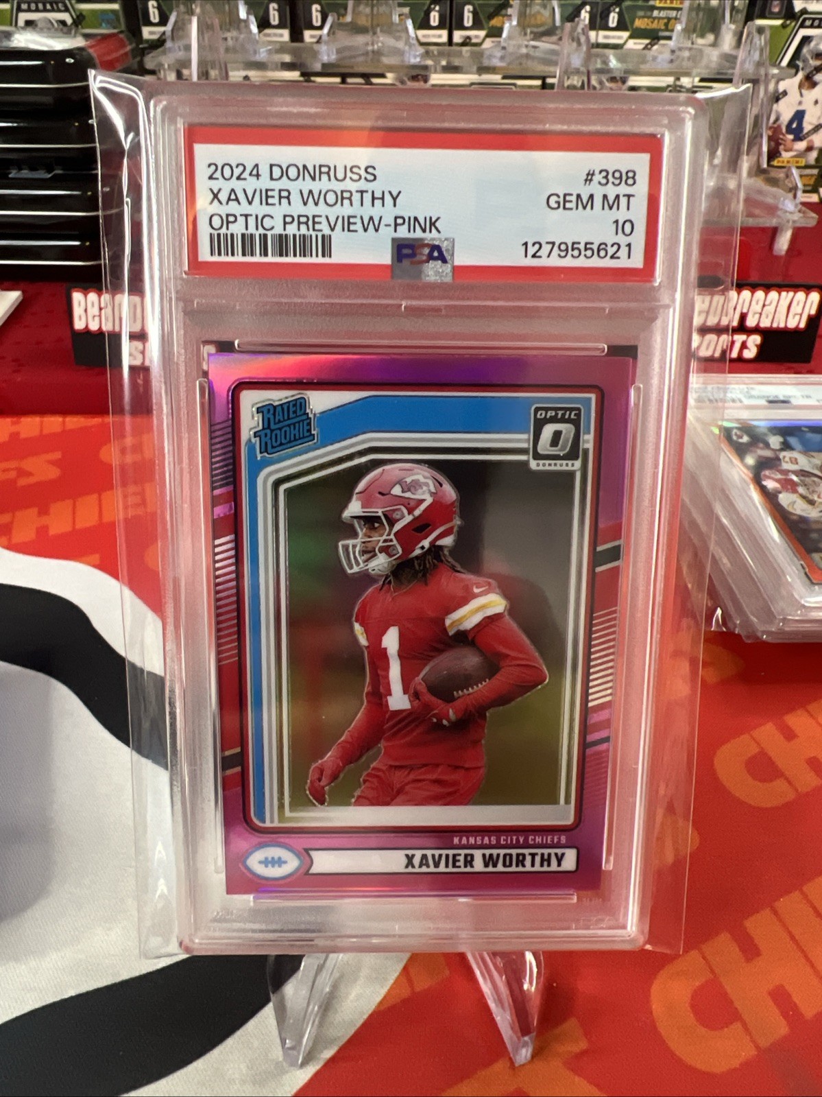 2024 Panini Donruss - Xavier Worthy #398 Optic Preview Pink Prizm (RC) PSA 10
