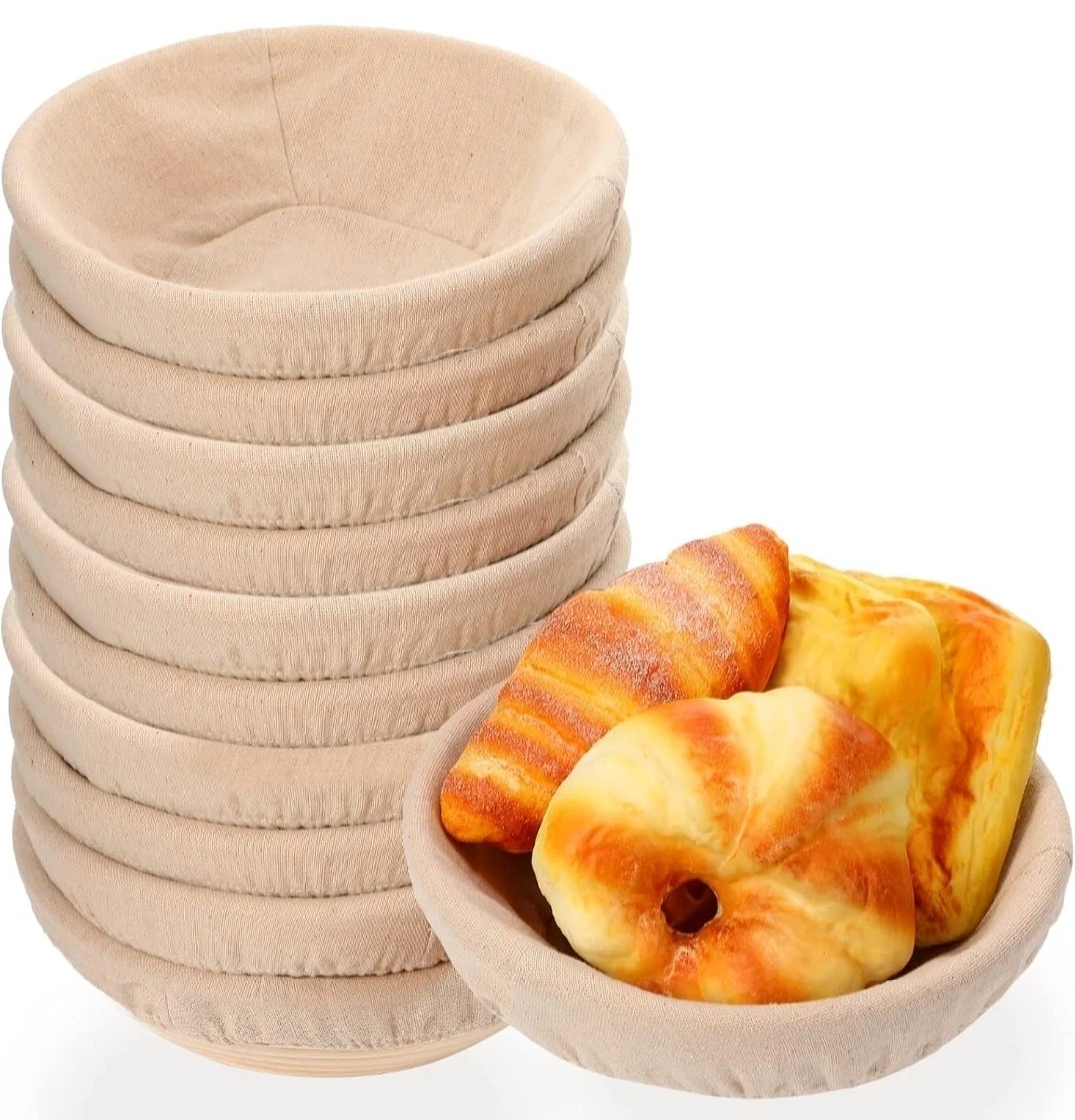 Banneton Bread Proofing Basket Set W/ Linen Cloth & Plastic Scraper 10pc (S83)
Opens in a new window