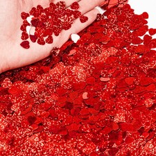 1500pcs 50g Heart Confetti, Iridescent Red, Glitter, Valentines, Table Decor