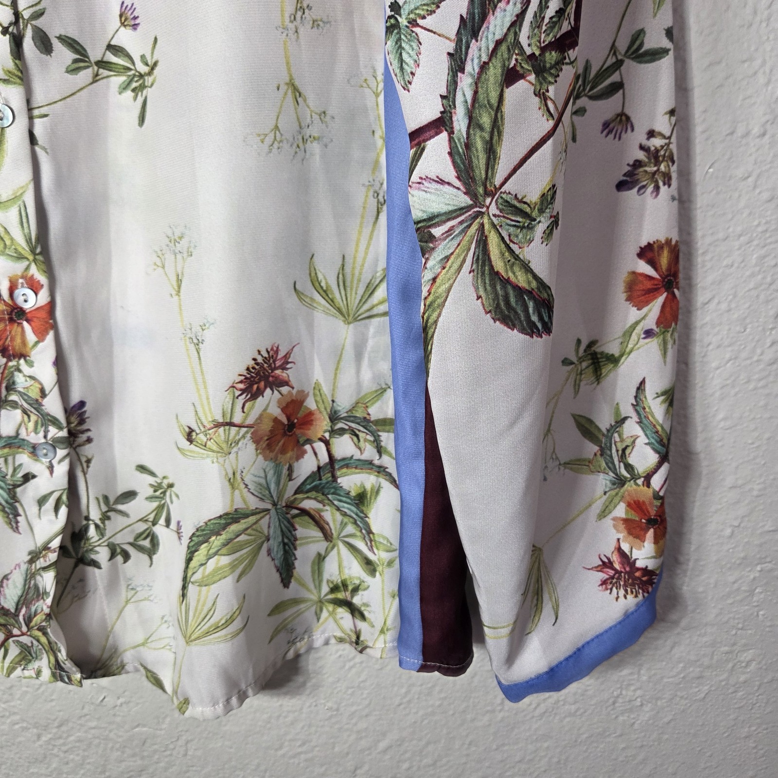 ZARA Basic White Floral Button Front Blouse Top S… - image 6