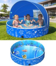 Kiddie Pool with Canopy, 51in Foldable Toddler Pool,Pop Up Baby Pool with Sha...