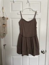 SO Juniors Size Large Brown Heather Spaghetti Strap Tiered Mini Sundress