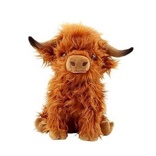 10.5 inches Highland Cows Stuffed Animals, Cute Fluffy Cow Plush Brown Cow