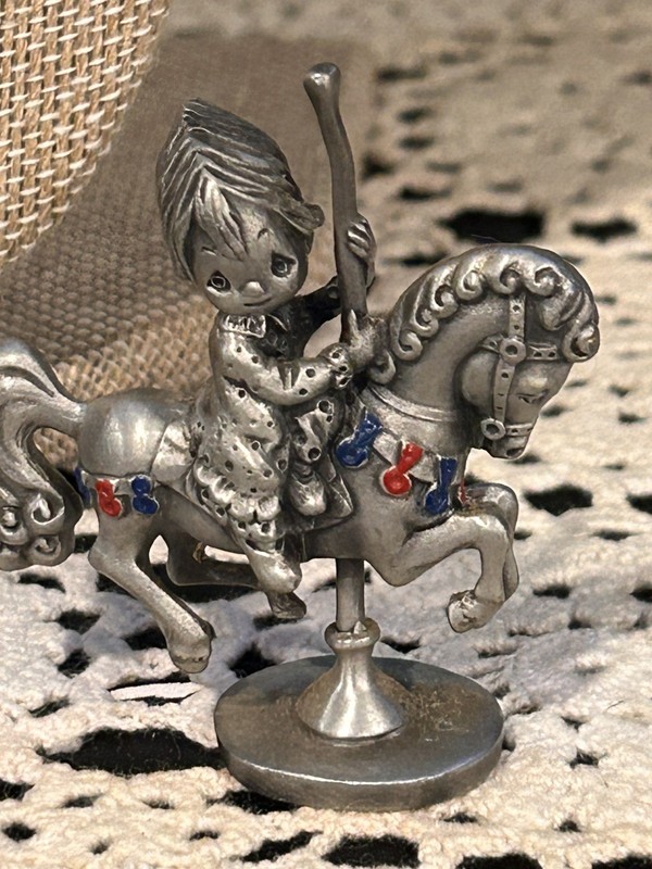 HTF Hudson Hallmark Cards Betsey Clark Pewter Carousel Horse Rider Mini Figurine