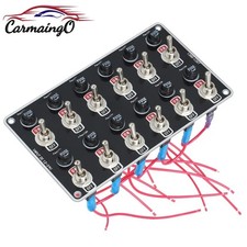 12 Gang Black Rocker Switch Panel Circuit Breaker Fuse Box For Car Marine Boat
