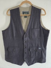 Vintage Woolrich "Ruxton" Wool Blend Herringbone Utility Vest Men Large